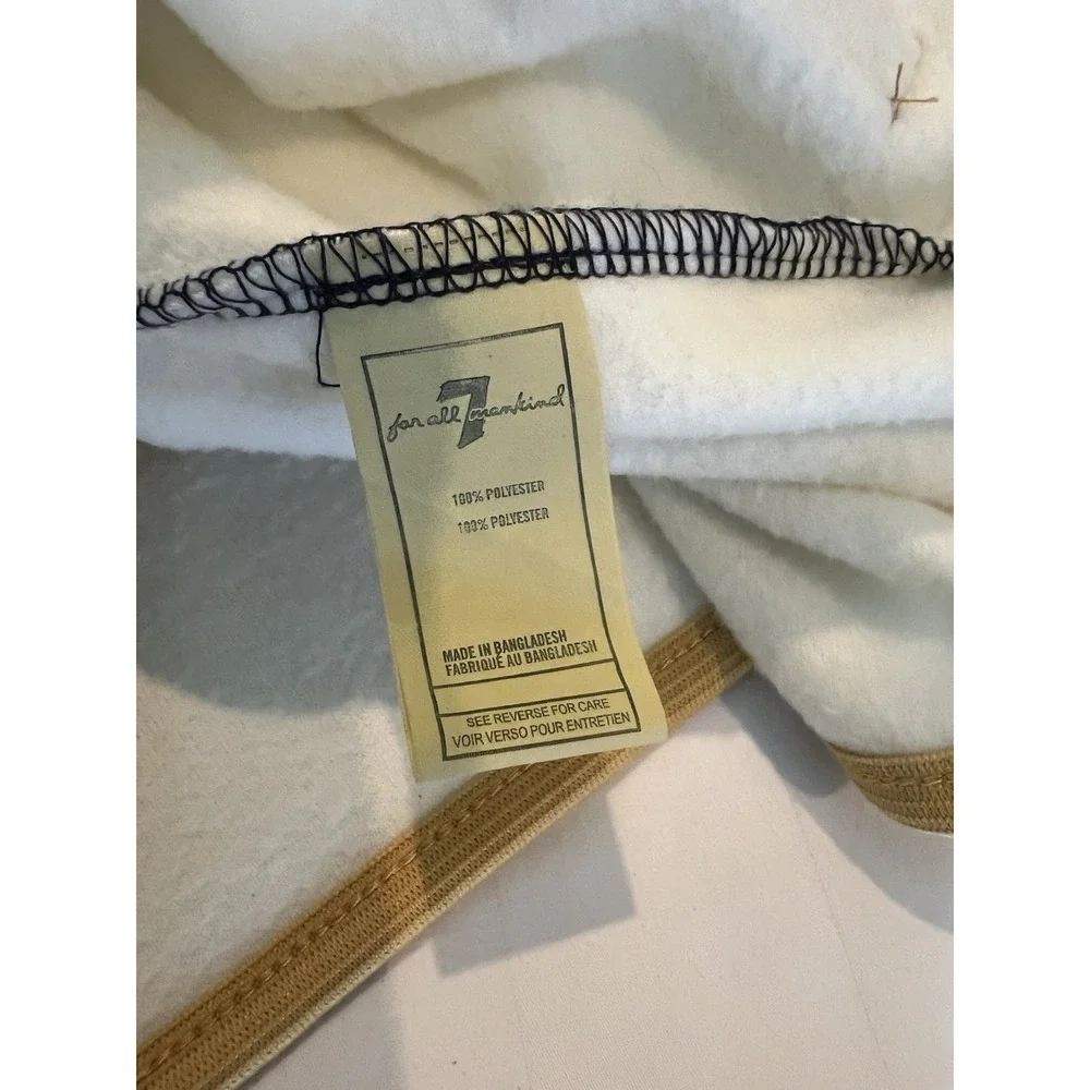 7 For All Mankind Snap Fleece Pullover Sweatshirt Cream Navy Yellow Boys Sz 7